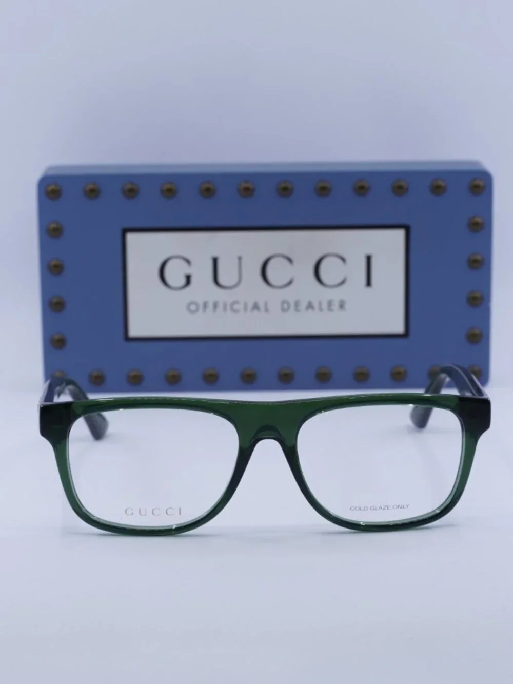 Gucci GG1117O 005 Square Eyeglasses - Transparent Green 56mm